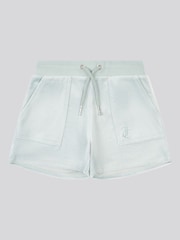 Juicy Couture Light Blue Girls Tonal Embroidered Velour Shorts - Image 5 of 7