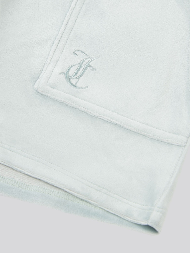 Juicy Couture Light Blue Girls Tonal Embroidered Velour Shorts - Image 7 of 7
