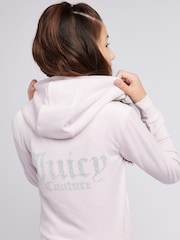 Juicy Couture Dark Purple Diamanté Zip Through Hoodie - Image 5 of 9