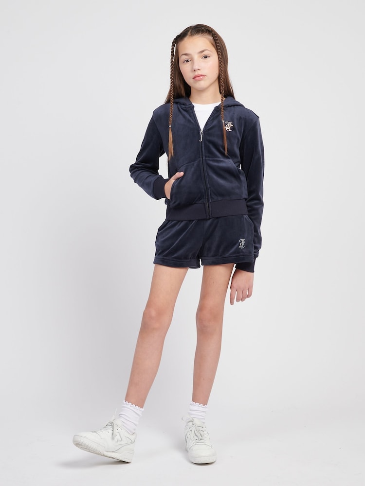 أزرق - شورت مخملي بثنية للبنات من Juicy Couture - صورة 2 من 7