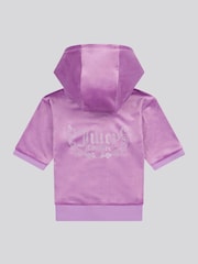 Juicy Couture Purple Girls Diamante Zip Thru Short-Sleeve Hoodie - Image 7 of 9
