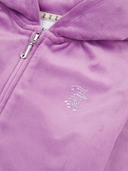 Juicy Couture Purple Girls Diamante Zip Thru Short-Sleeve Hoodie - Image 8 of 9