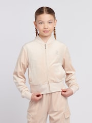 Juicy Couture Cream Girls Cropped Zip-Thru Sweatshirt - Image 1 of 8
