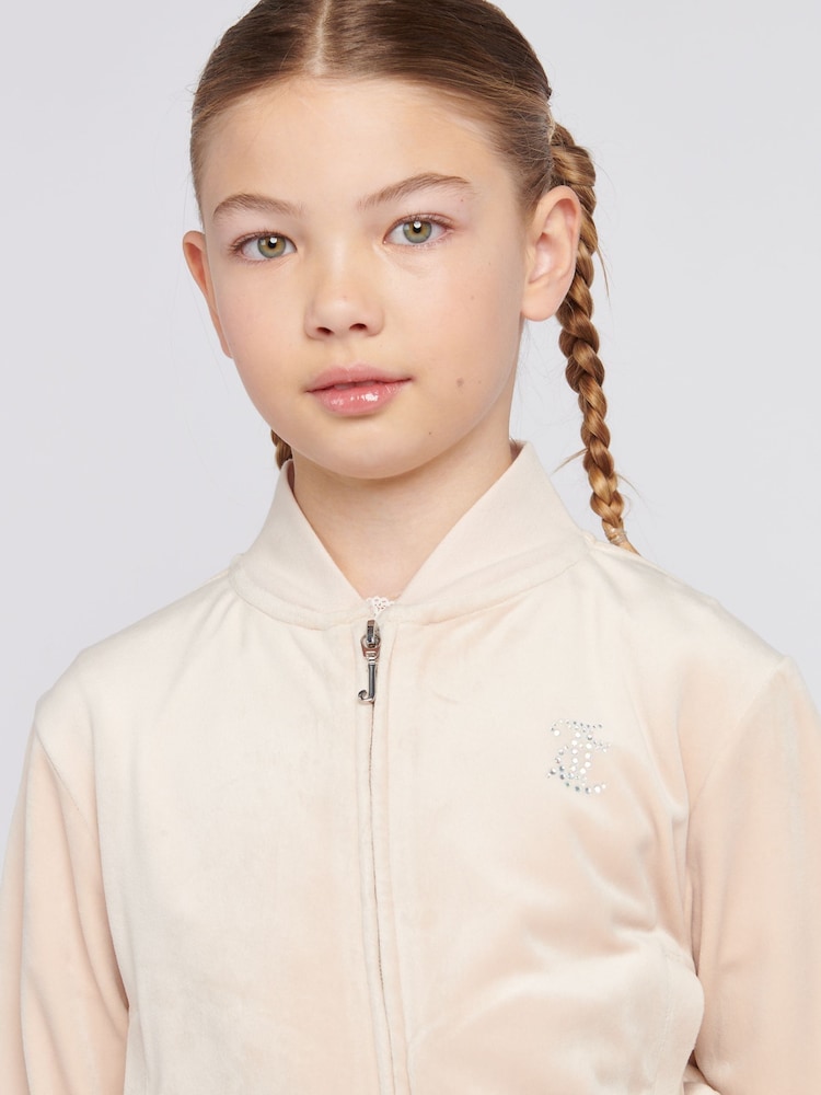 Juicy Couture Cream Girls Cropped Zip-Thru Sweatshirt - Image 4 of 8