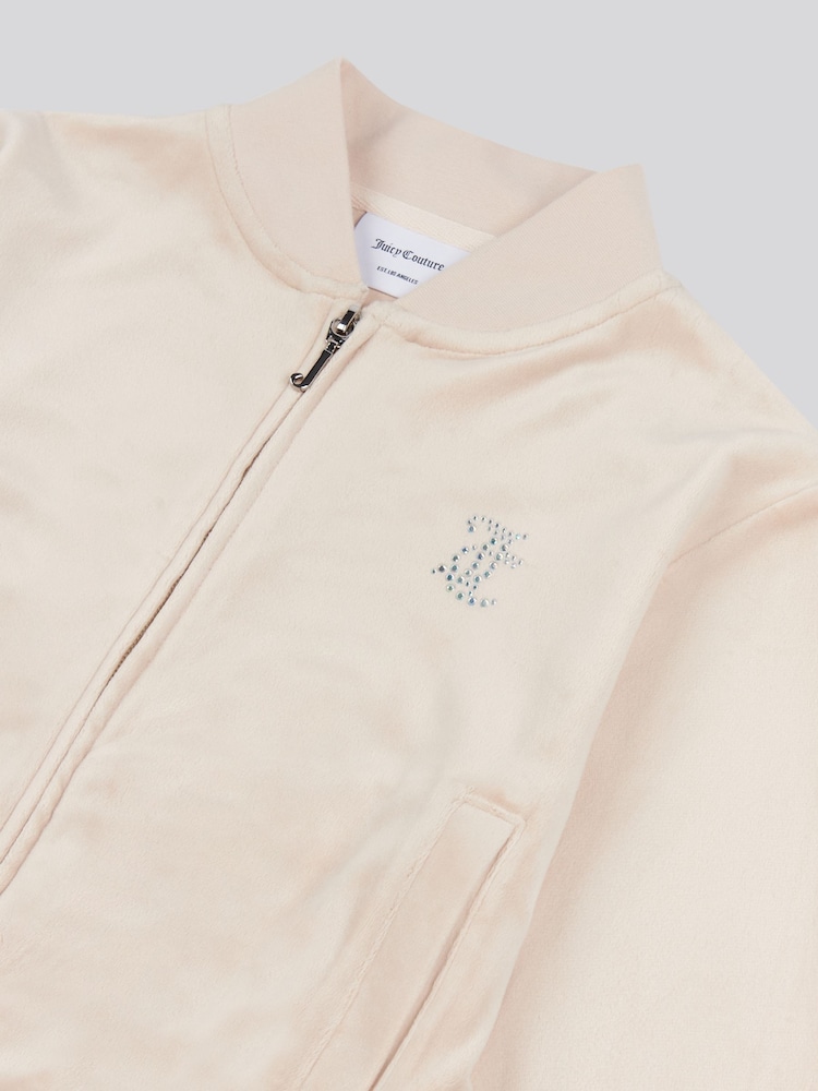 Juicy Couture Cream Girls Cropped Zip-Thru Sweatshirt - Image 7 of 8