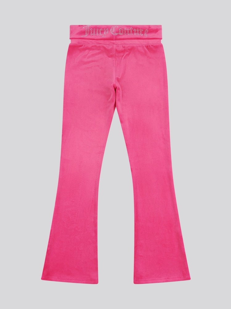 Juicy Couture Pink Girls Fold Over Waist Joggers - Image 6 of 8