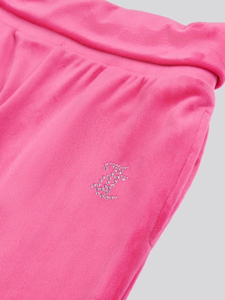 Juicy Couture Pink Girls Fold Over Waist Joggers - Image 7 of 8