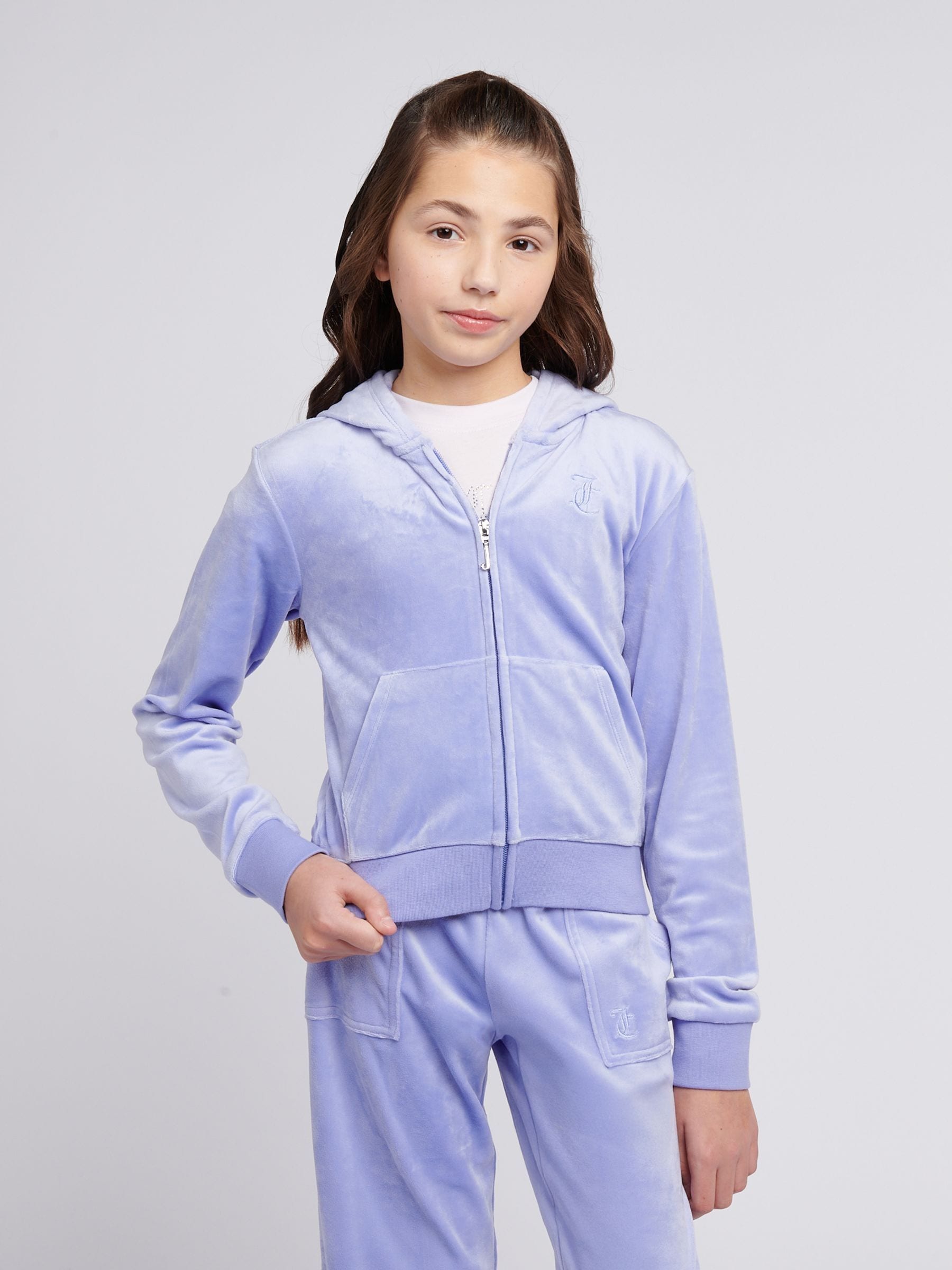 Przeglądaj Liliowy - Juicy Couture Girls Tonal Velour Zip Up