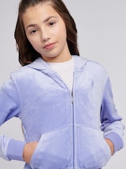 Juicy Couture Lilac Girls Tonal Velour Zip Up Hoodie - Image 4 of 4