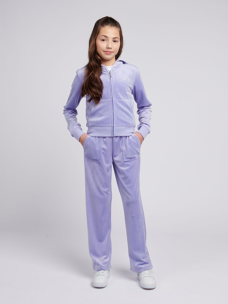 Juicy Couture Purple Girls Diamante Wide Leg Joggers - Image 2 of 7