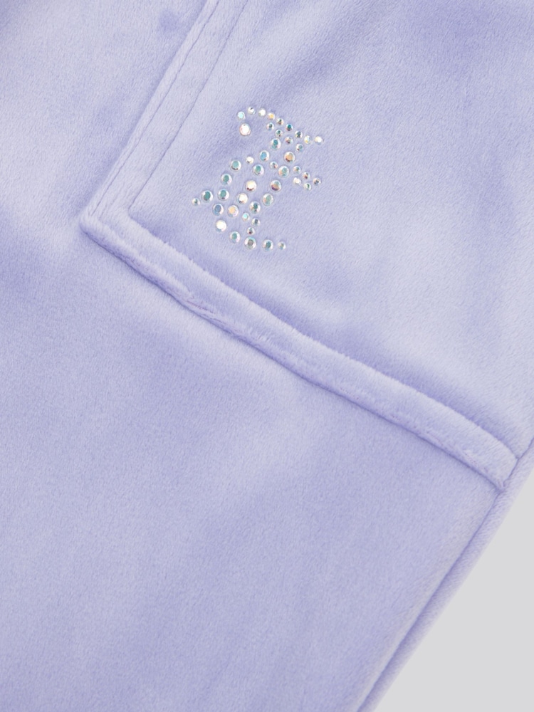 Juicy Couture Purple Girls Diamante Wide Leg Joggers - Image 7 of 7
