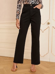 Love & Roses Black Crop Wide Leg Jeans - Image 1 of 5