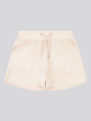 Juicy Couture Cream Girls Tonal Embroidered Velour Shorts - Image 5 of 7
