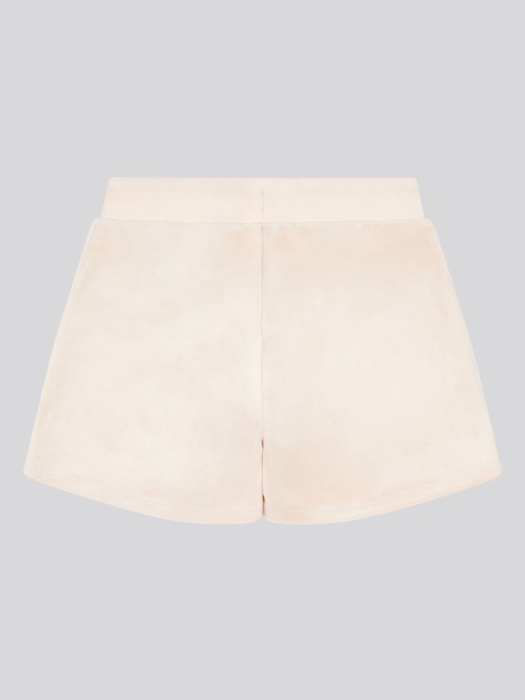 Juicy Couture Cream Girls Tonal Embroidered Velour Shorts - Image 6 of 7