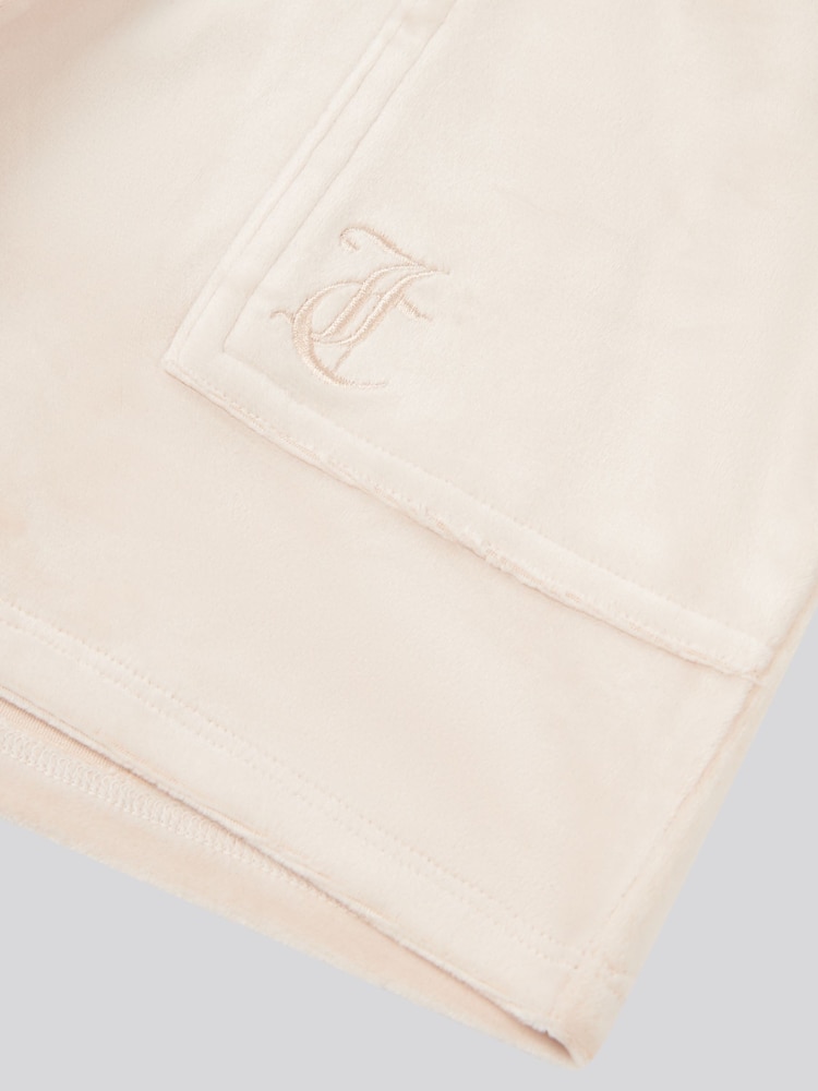 Juicy Couture Cream Girls Tonal Embroidered Velour Shorts - Image 7 of 7