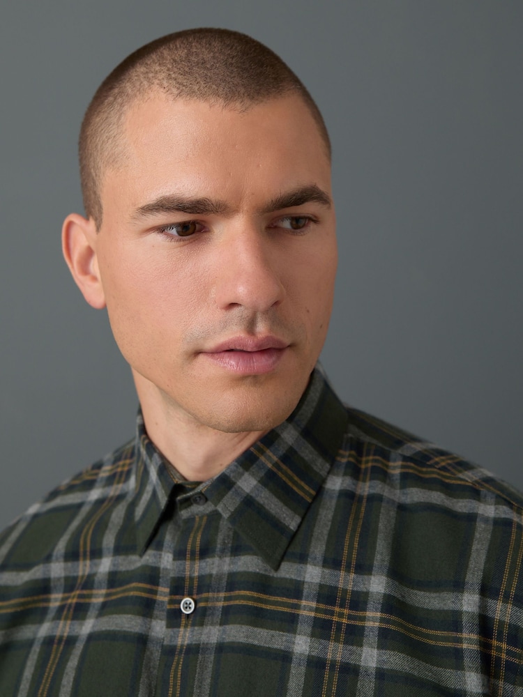 Black Watch Check Brushed 100% Cotton Flannel Shirt - Image 5 of 5 Black Watch Check Brushed 100% Cotton Flannel Shirt - Image 5 of 5