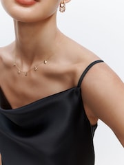 Black Bridesmaid Satin Cowl Neck V-Back Maxi Dress - Image 5 of 6