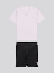 Juicy Couture Black Girls Loose T-Shirt & Velour Cycling Shorts Set - Image 1 of 5