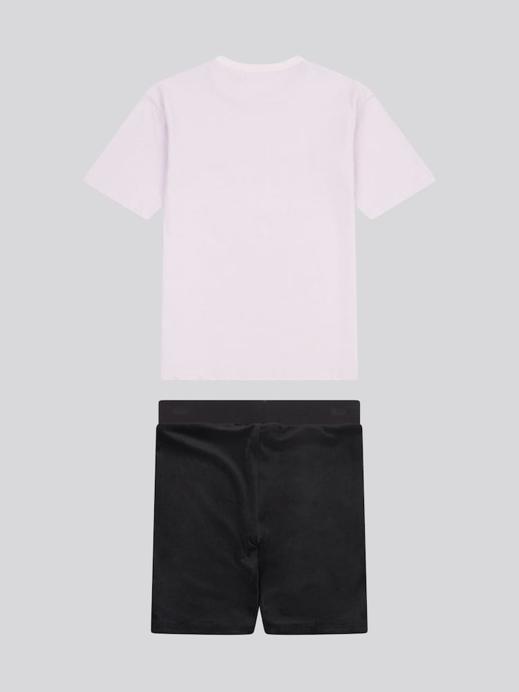 Juicy Couture Black Girls Loose T-Shirt & Velour Cycling Shorts Set - Image 2 of 5