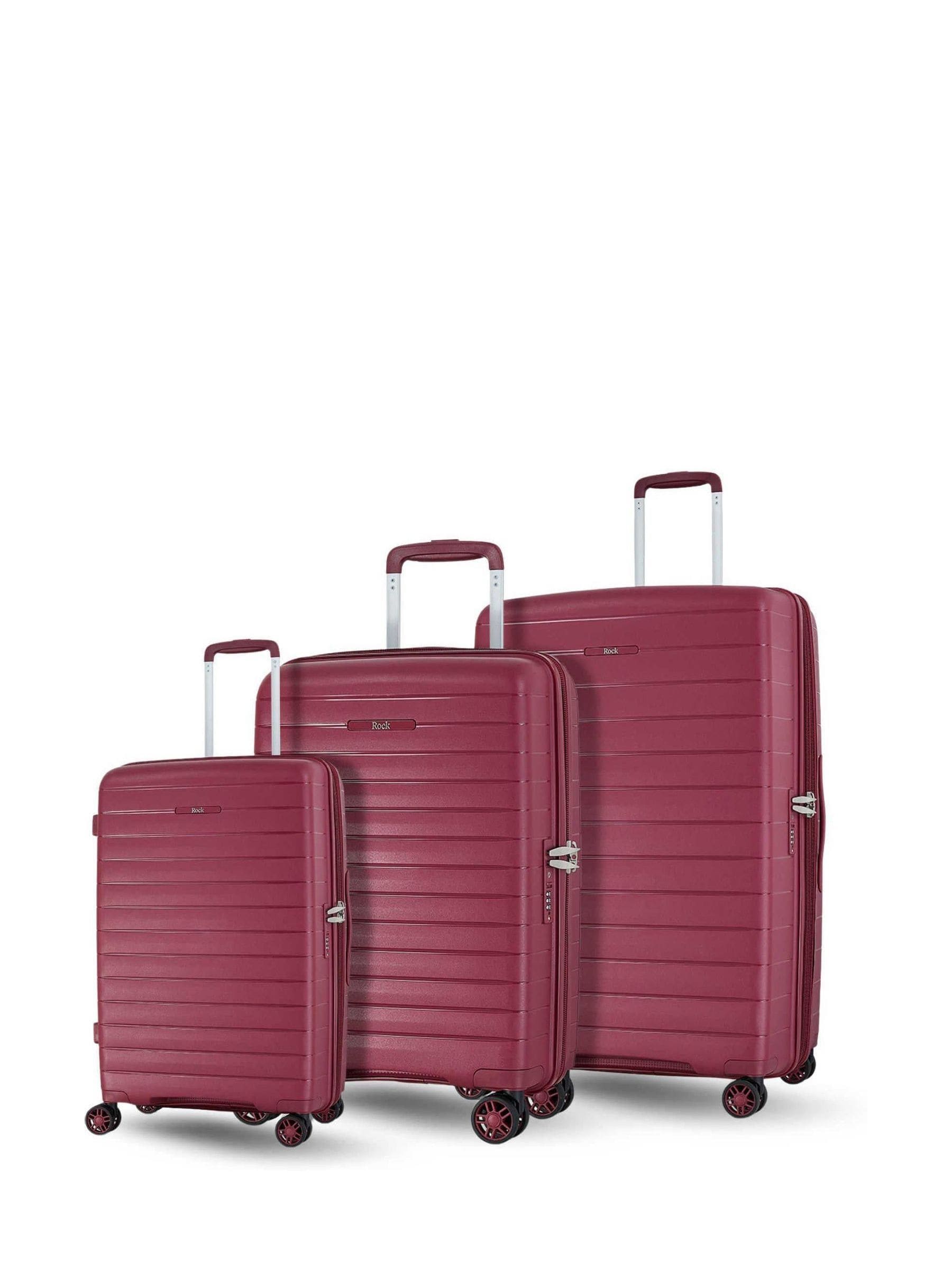Rock Burgundy Palma 8 Wheel Hardshell Suitcase 3Pc Set - Image 4