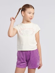 Juicy Couture Purple Girls Heritage Ringer T-Shirt & Velour Shorts Set - Image 1 of 10