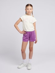 Juicy Couture Purple Girls Heritage Ringer T-Shirt & Velour Shorts Set - Image 2 of 10