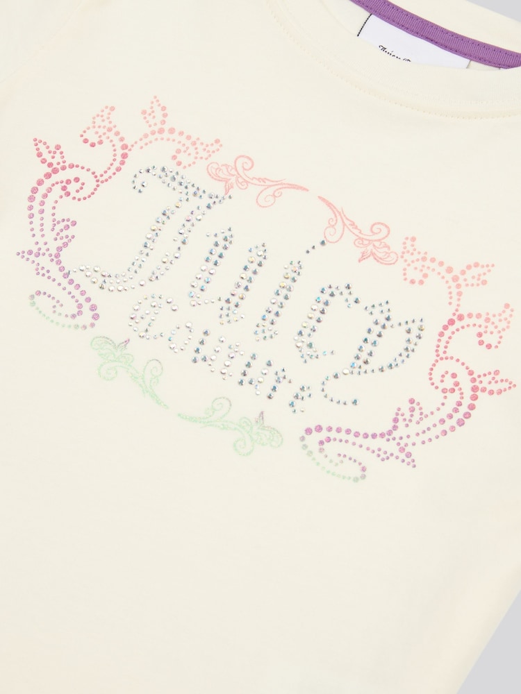 Juicy Couture Purple Girls Heritage Ringer T-Shirt & Velour Shorts Set - Image 9 of 10