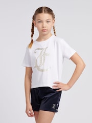 Azul - Juicy Couture Girls Boxy T-Shirt & Velour Shorts Set - Imagen 1 de 10