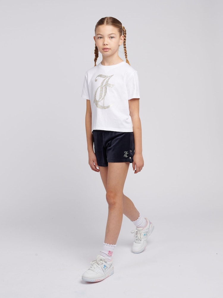 Azul - Juicy Couture Girls Boxy T-Shirt & Velour Shorts Set - Imagen 2 de 10