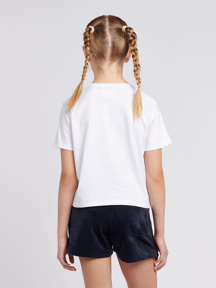 Juicy Couture Blue Girls Boxy T-Shirt & Velour Shorts Set - Image 3 of 10