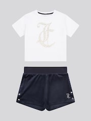 Azul - Juicy Couture Girls Boxy T-Shirt & Velour Shorts Set - Imagen 6 de 10