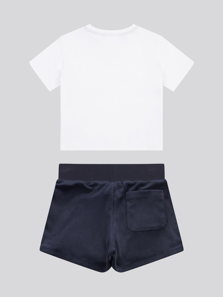 Juicy Couture Blue Girls Boxy T-Shirt & Velour Shorts Set - Image 7 of 10