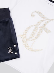 Azul - Juicy Couture Girls Boxy T-Shirt & Velour Shorts Set - Imagen 8 de 10