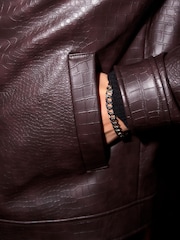 Burgundy Red Smart Faux Leather Jacket - Image 9 of 14