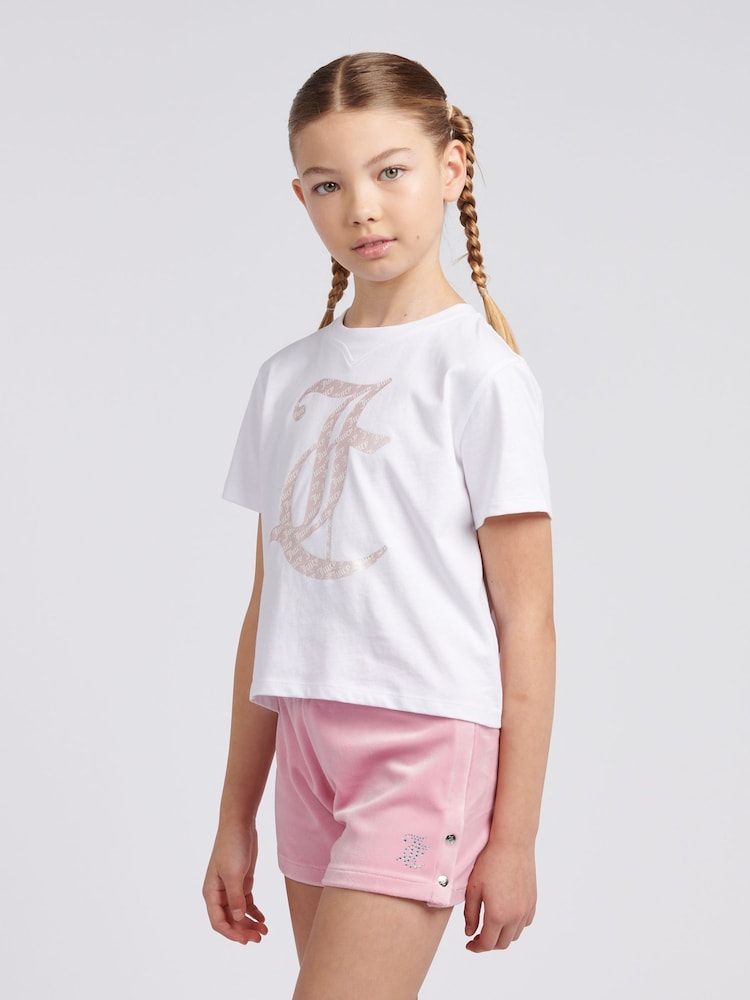 Rosa - Juicy Couture Girls Boxy T-Shirt & Velour Shorts Set - Imagen 1 de 10