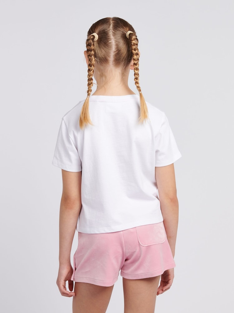 Juicy Couture Pink Girls Boxy T-Shirt & Velour Shorts Set - Image 3 of 10