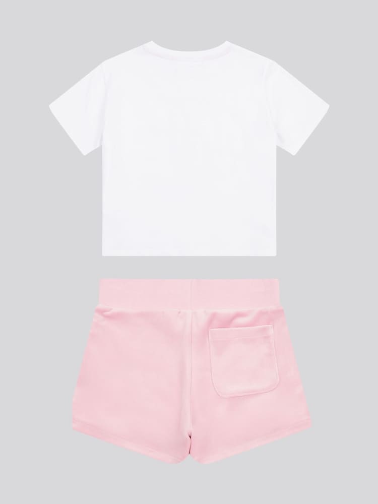 Juicy Couture Pink Girls Boxy T-Shirt & Velour Shorts Set - Image 7 of 10