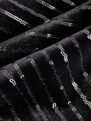 Black Stripe Regular Fit Sequin Velvet Blazer - Image 12 of 12