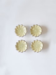 Laura Ashley Set of 2 Off White Silver Ceramic Metalic Edge Drawer Knobs - Image 2 of 5