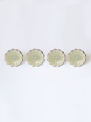 Laura Ashley Set of 2 Off White Silver Ceramic Metalic Edge Drawer Knobs - Image 3 of 5