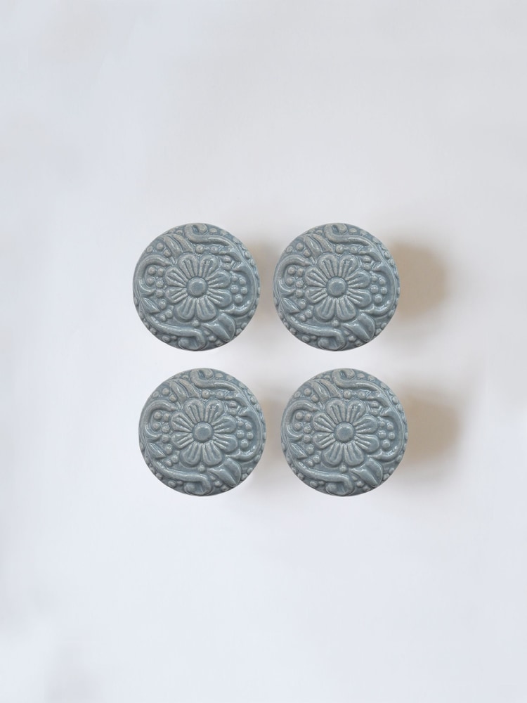 Laura Ashley Set of 2 Duck Egg Blue Ceramic Embossed Drawer Knobs - Image 2 of 5 Laura Ashley Set of 2 Duck Egg Blue Ceramic Embossed Drawer Knobs - Image 2 of 5