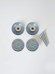 Laura Ashley Set of 2 Duck Egg Blue Ceramic Embossed Drawer Knobs - Image 4 of 5