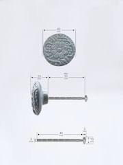 Laura Ashley Set of 2 Duck Egg Blue Ceramic Embossed Drawer Knobs - Image 5 of 5