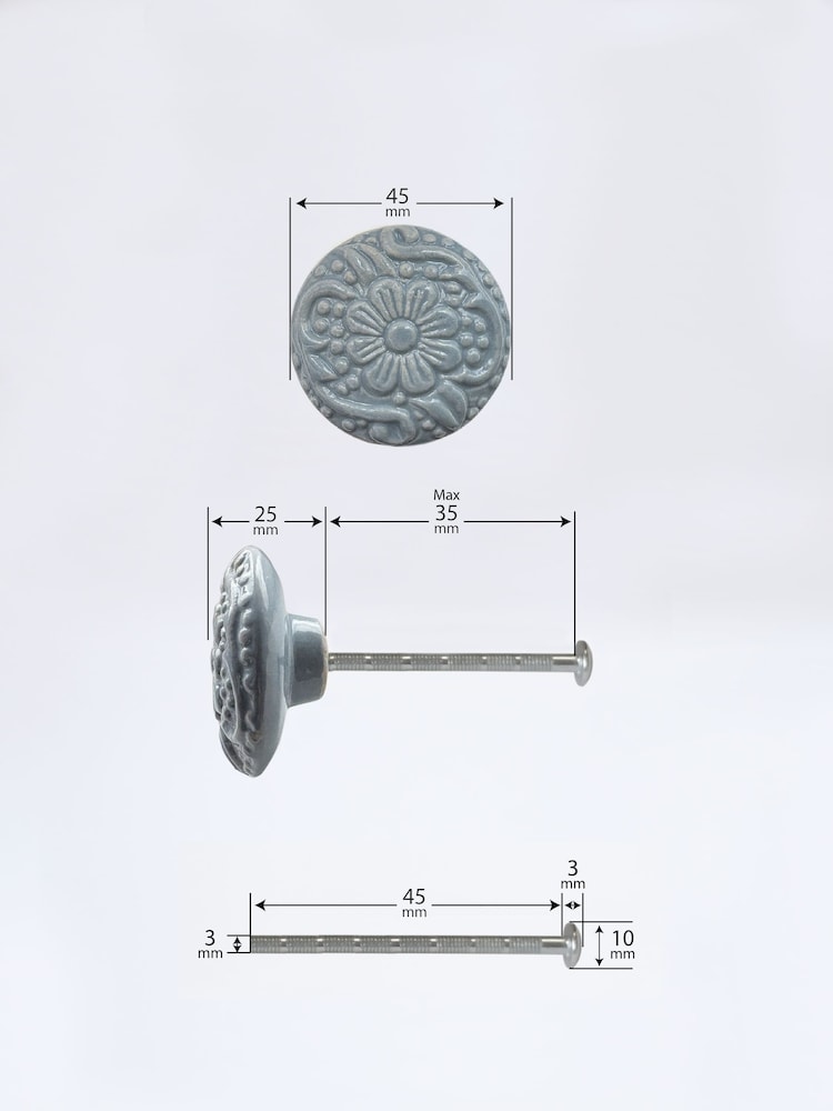 Laura Ashley Set of 2 Duck Egg Blue Ceramic Embossed Drawer Knobs - Image 5 of 5 Laura Ashley Set of 2 Duck Egg Blue Ceramic Embossed Drawer Knobs - Image 5 of 5