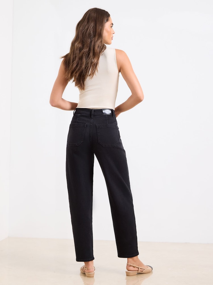 Lipsy Black Petite Slim Barrel Leg Jeans - Image 4 of 4