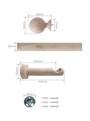 Laura Ashley Washed Oak Mitchell Eyelet Pole Set 28mm - Image 6 of 6