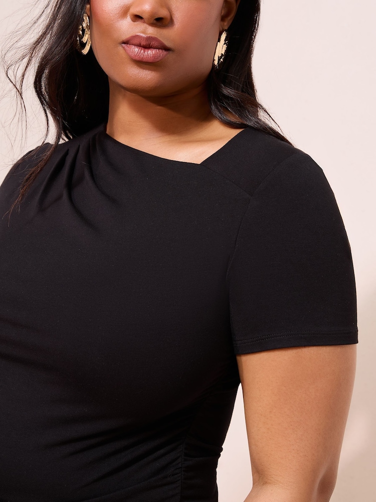 Friends Like These Black Curve Short Sleeve Assymetric Jersey Top - Image 2 of 5 Friends Like These Black Curve Short Sleeve Assymetric Jersey Top - Image 2 of 5