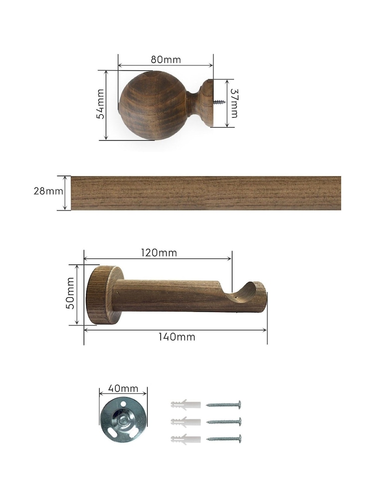 Laura Ashley Light Chestnut Brown Mitchell Eyelet Pole Set 28mm - Image 6 of 6 Laura Ashley Light Chestnut Brown Mitchell Eyelet Pole Set 28mm - Image 6 of 6