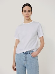 Jigsaw White Heavy 100% Cotton T-Shirt - Image 1 of 5