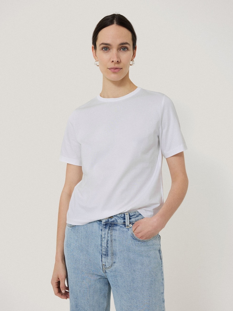 Jigsaw White Heavy 100% Cotton T-Shirt - Image 1 of 5